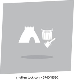 Pail and shovel toys vector icon