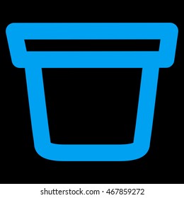 Pail vector icon. Style is contour flat icon symbol, blue color, black background.