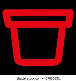 Pail vector icon. Style is outline flat icon symbol, red color, black background.