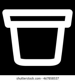 Pail vector icon. Style is stroke flat icon symbol, white color, black background.