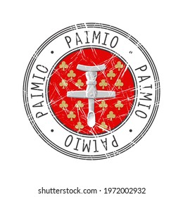 Paimio city, Finland. Grunge postal rubber stamp over white background