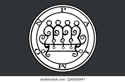 La sigilia de Paimon. vector blanco y negro de demon goetia