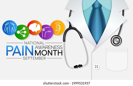 Pain Awareness Month Is Observed Every Year In September, To Raise Public Awareness Of Issues In The Area Of Pain And Pain Management, Vector Illustration