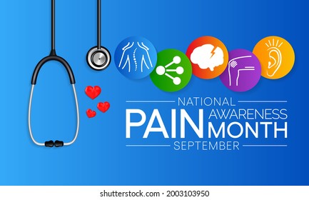 Pain Awareness Month Is Observed Every Year In September, To Raise Public Awareness Of Issues In The Area Of Pain And Pain Management, Vector Illustration