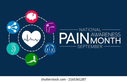 Pain Awareness Month Is Observed Every Year In September, To Raise Public Awareness Of Issues In The Area Of Pain And Pain Management. Vector Illustration