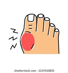 Pain In Big Toe Color Icon Vector. Pain In Big Toe Sign. Isolated Symbol Illustration