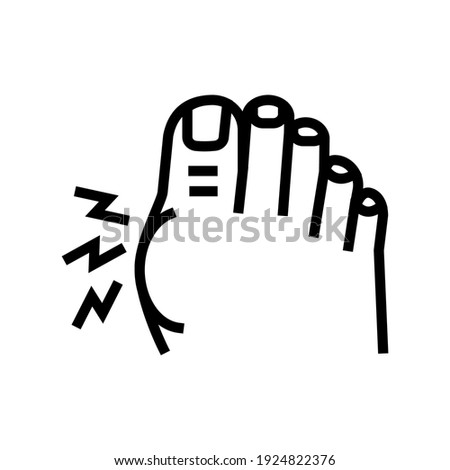 pain in big toe line icon vector. pain in big toe sign. isolated contour symbol black illustration