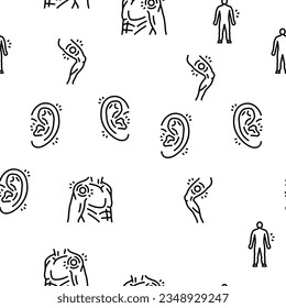 pain body ache health back vector seamless pattern thin line illustration