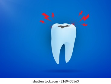 Pain in broken tooth vector illustration realistic 