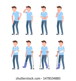 Pain Character Collection, Vector Flat Illustration Isolated
