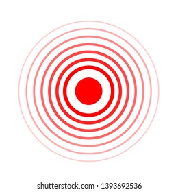 Pain Circle Red Icon For Medical Painkiller Drug Medicine. Vector Red Circles Target Spot Symbol For Pill Medication Design Template Of Body Or Muscular Joint Pain And Head Ache Analgetic Remedy