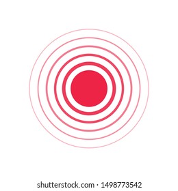 Pain circle red icon for medical painkiller drug medicine. Body painful spot marks. Flat vector illustration.