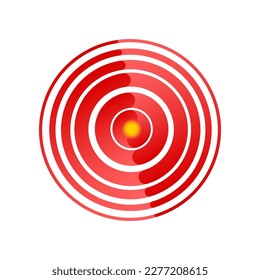 Pain circle. Red rings. Symbol throbbing pain. Medical design icon. Vector illustration.