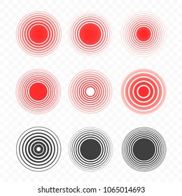 Pain circle set of bold and thin red ring. Symbol of pain. For your medical design. Vector illustration. Vector illustration isolated on background