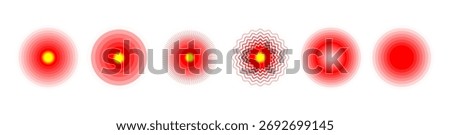 Pain circle target. Sonar radar wave PNG. Red concentric circle ripple icon isolated vector illustration