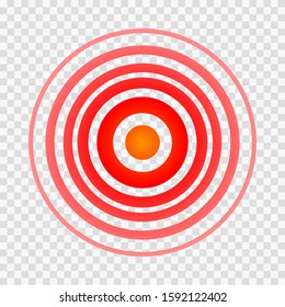Pain circles, red rings. The symbol of pain on the body and joints. Vector illustration 