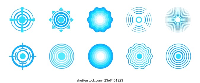 Pain concentration, headache, toothache icon, radial pain, radar, target icon set