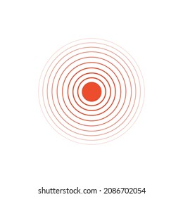 Pain concentration icon. Red rinds. Symbol of throbbing pain. Design for medical painkiller pills, muscle, stomach, toothache and other. Vector