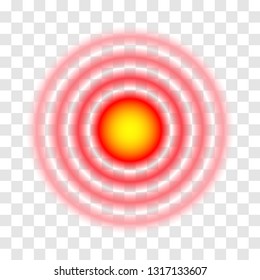 Pain Concentration Icon. Red Transparent Circles, Symbol Of Pain  