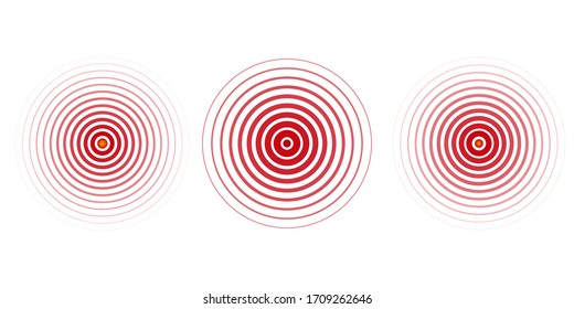 Pain Concentration Icon Red Transparent Circles, Pain Concentration Symbol for Painkillers, Headache, Toothache, Muscle and Stomach Pain, and more. Vector illustration