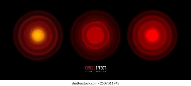 Icono de efecto de dolor sobre un fondo negro para superposición. La pulsación circular roja como símbolo de una alarma es un elemento de diseño. Ilustración vectorial