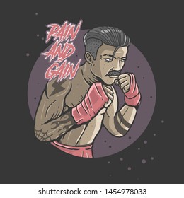 pain and gain boxer illustration vector