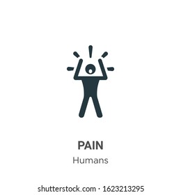 Pain glyph icon vector on white background. Flat vector pain icon symbol sign from modern humans collection for mobile concept and web apps design.