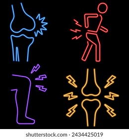 grupo de iconos de neón, ilustración vectorial sobre fondo negro.