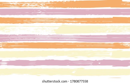 Pain grunge brush stroke stripes horizontal lines vector seamless pattern. Endless  bright  background ornament. Ink texture watercolor paintbrush stripes textile print design. Geometric pattern.
