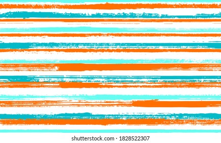 Pain hand drawn straight lines vector seamless pattern. Old texture cotton fabric print design. Grainy geometric straight lines, stripes background graphics. Repeatable backdrop.