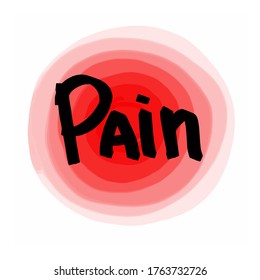 Pain hand lettering. Body signals, pain. Vector hand lettering. Vector illustration on white background. For cards, posters, decor it can be used as a print for t-shirts and bags.