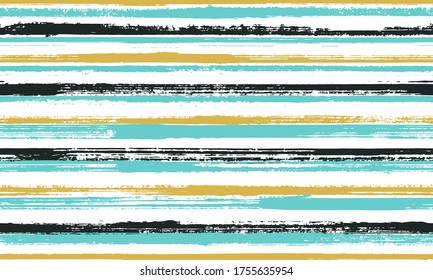 Pain handdrawn rough stripes vector seamless pattern. Cute kids clothes fabric design. Grainy texture rough stripes, lines banner background. Endless ornament.