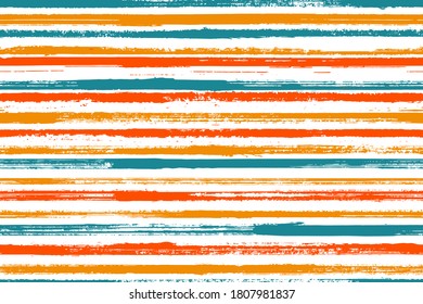 Pain handdrawn straight lines vector seamless pattern. Artistic maritime shirt textile design. Grainy texture straight lines, stripes background swatch. Seamless pattern.