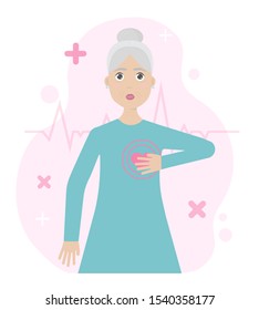 Pain in heart. Concept of heart attack. Vector illustration.