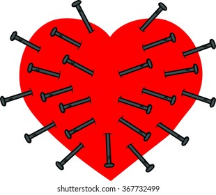 pain heart with nails