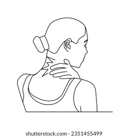 Pain in her neck concept thin line design illustration