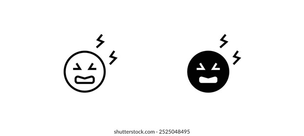 pain, hurt, headache Emoticon feeling unwell line and flat icons set, editable stroke isolated on white, linear vector outline illustration, symbol logo design style