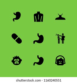 pain icon. 9 pain set with faint, shoulders, anatomy and stomach vector icons for web and mobile app