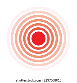Pain Icon, Painful Spot Mark, Ache Symbol, Inflammation Painkiller Target, Pain Pointing Sign, Red Circle Illness Location, Vector Illustration