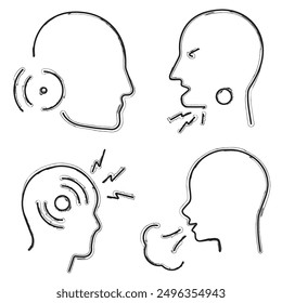 pain icon set, brush strokes on a white background. Vector illustration.