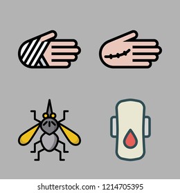 pain icon set. vector set about compress, injury and mosquito icons set.