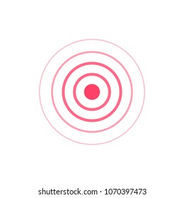 Pain icon vector symbol, ache medical sign isolated, circle red waves