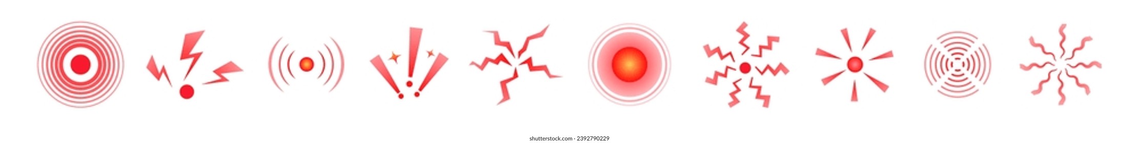 Pain joint vector icon. Pain point red circle symbol. Pain spot