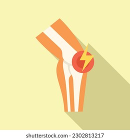 Vector plano de icono de rodilla de dolor. Enfermedad médica. Lesiones alimentarias
