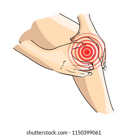 Pain in the knee. Leg disease such as arthritis or rheumatism. Health problem concept. Isolated vector illustration