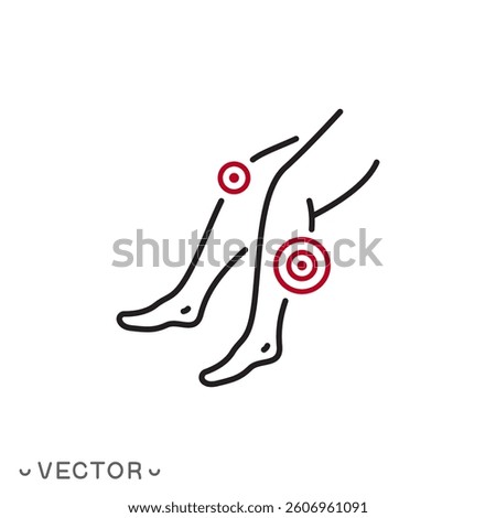 pain in the leg icon, thin line symbol concept isolated on white background, editable stroke eps 10 vector illustration