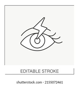  Pain line icon. Eye sensitivity on light.Ophthalmology concept. Isolated vector illustration. Editable stroke