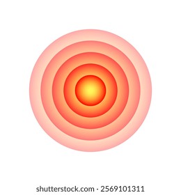 Pain localization symbol in red. Targeted icon for sore spot on body. Ache region indicator used in medical ads. Abstract hurt localization design