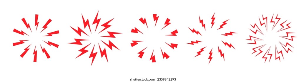 Pain location symbol set. Collection of red circle marks. Painful target point