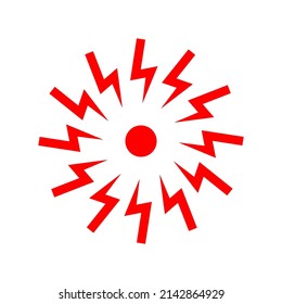 Símbolo de localización de dolor. Dolor de vectores rojo señalando signos aislados sobre fondo blanco. Los remedios de las paquistaníes tienen como objetivo el icono circular